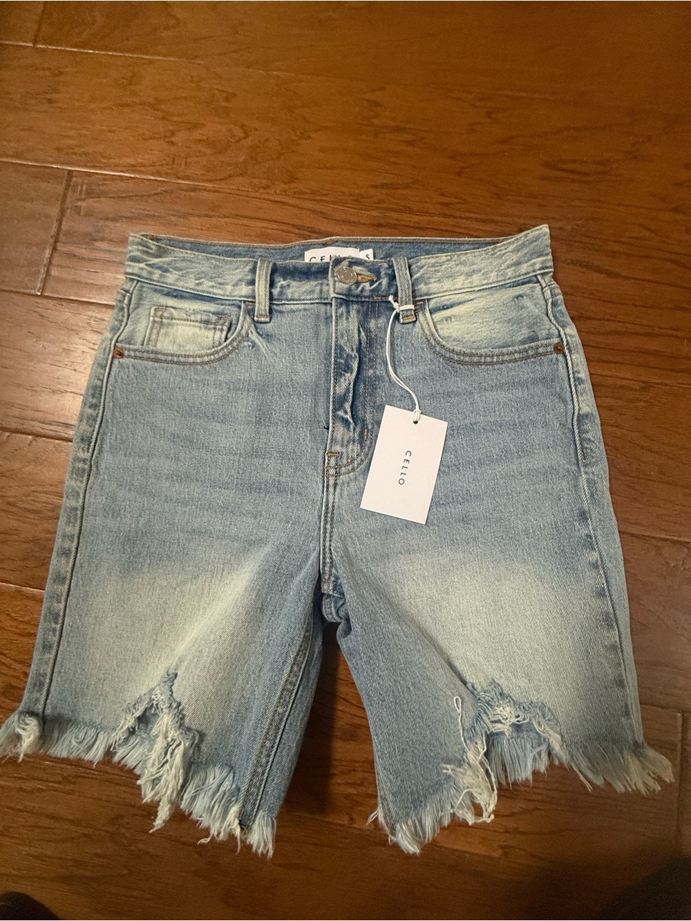 Cello Light Blue Distressed Denim Jean Shorts